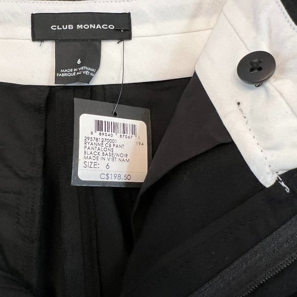 NWTs Club Monaco Wool Blend Tuxedo Black Pant with Blue Stripe - Picture 5 of 6